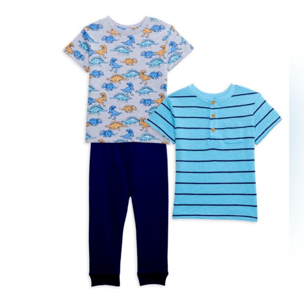 NWT Little Me Baby Boy’s 3-Piece Dino Tees & Joggers Set